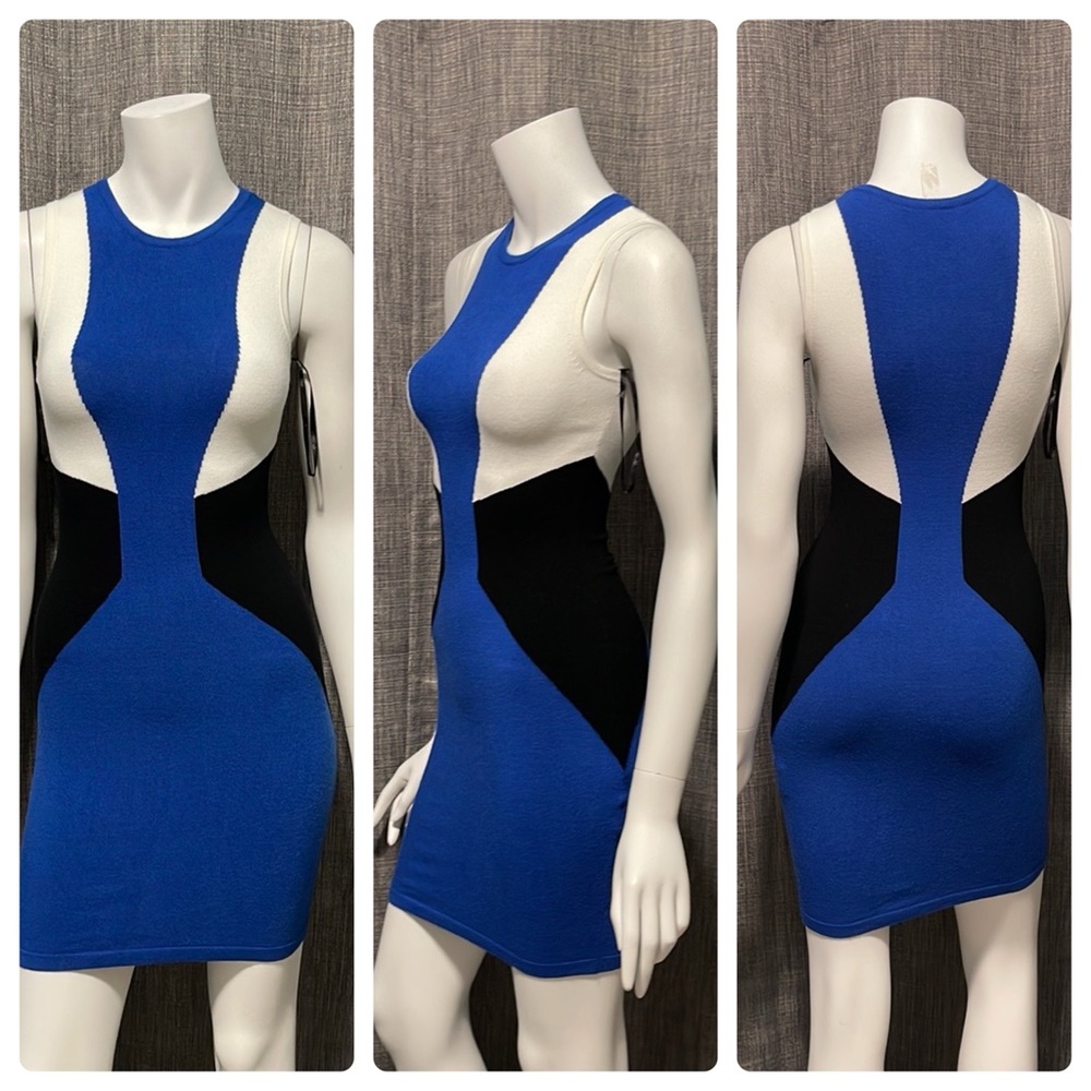 NWOT Bebe Colorblock Sweater Knit Bodycon Mini Dress XS